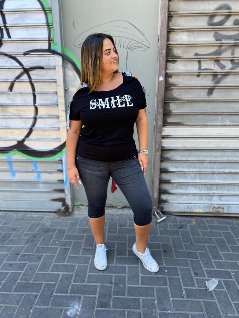 חולצה SMILE שחור