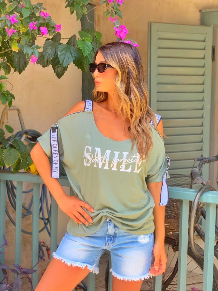 חולצה SMILE ירוק