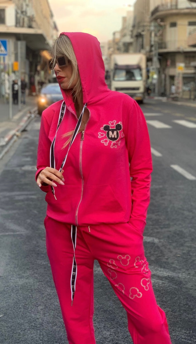 חליפה רוכסן קיטי ורוד