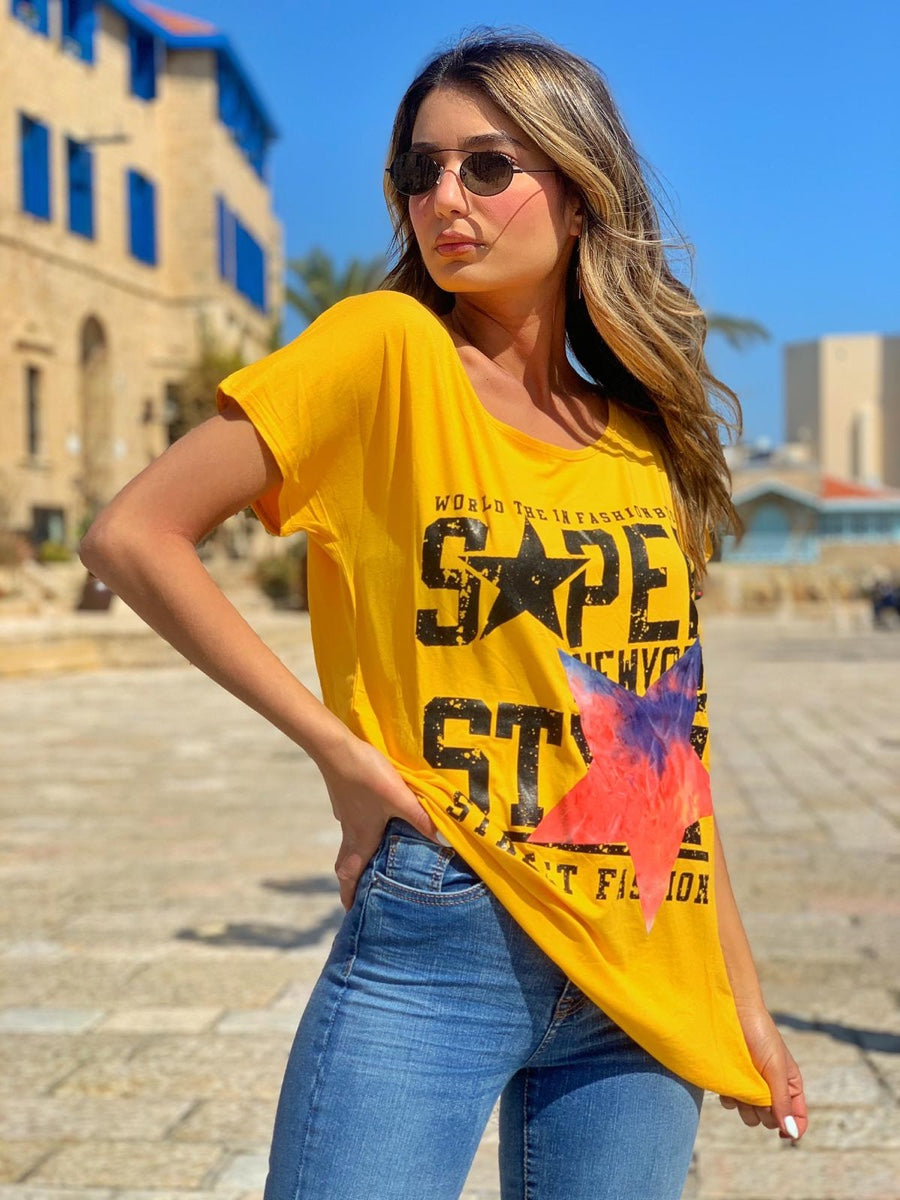 חולצה בטיק צהוב