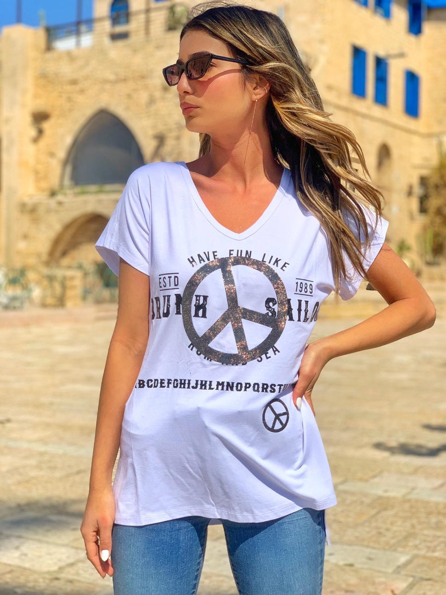 חולצה פיס לבן