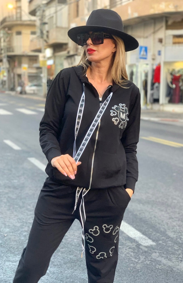 חליפה רוכסן קיטי שחור
