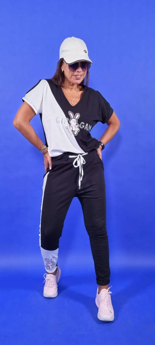 חליפה קטלין שחור לבן