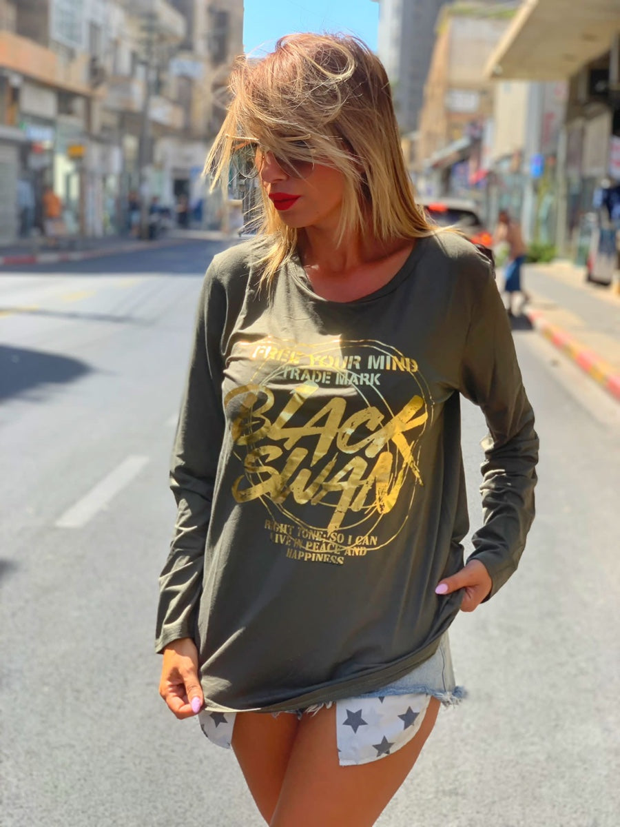 חולצה ברבור ירוק