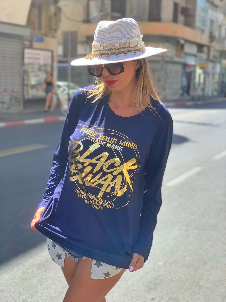 חולצה ברבור כחול כהה
