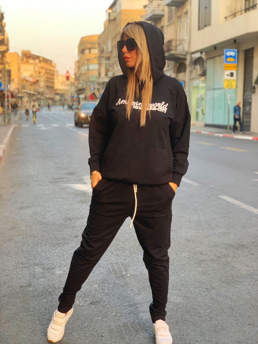 חליפה רוכסן בגב מיאמי שחור