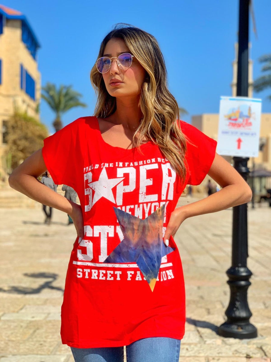 חולצה בטיק אדום