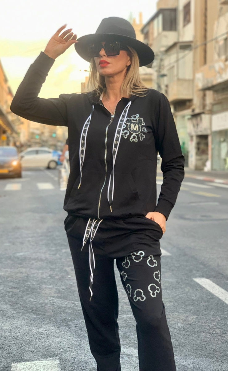חליפה רוכסן קיטי שחור