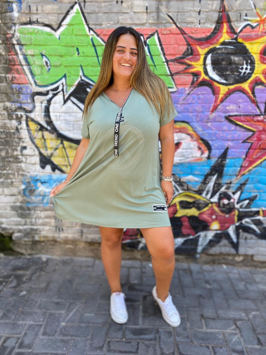 שמלה פיס אבנים ירוק