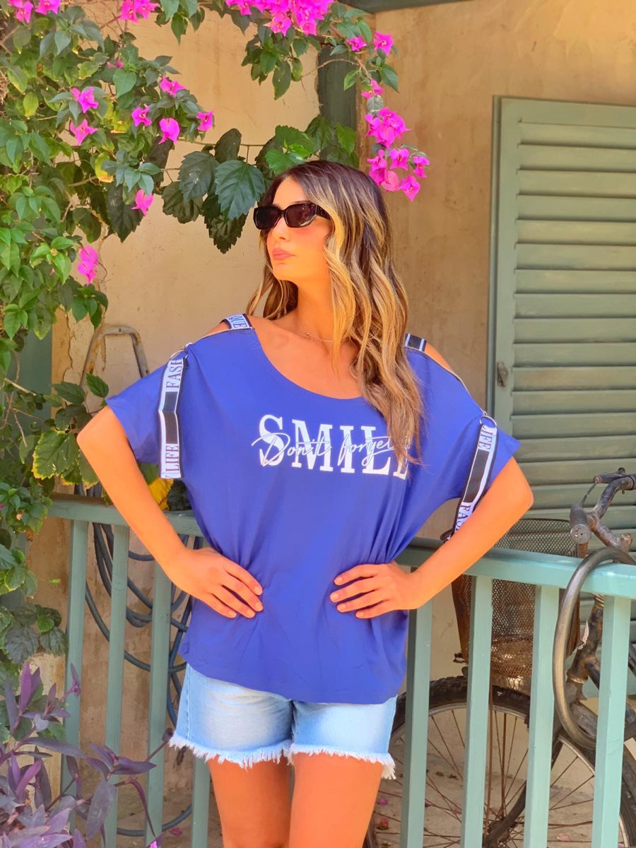 חולצה SMILE כחול