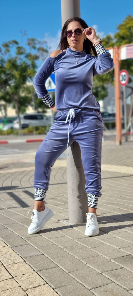 חליפת קטיפה אופיר כחול