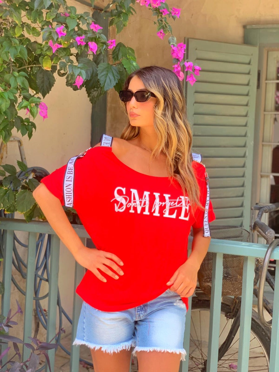 חולצה SMILE אדום