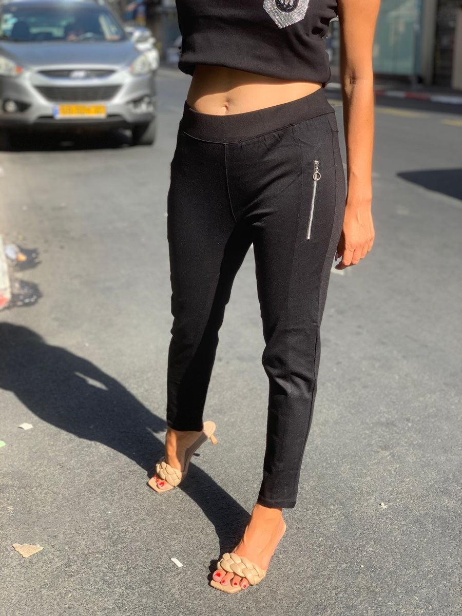 מכנס טייץ רוכסנים שחור