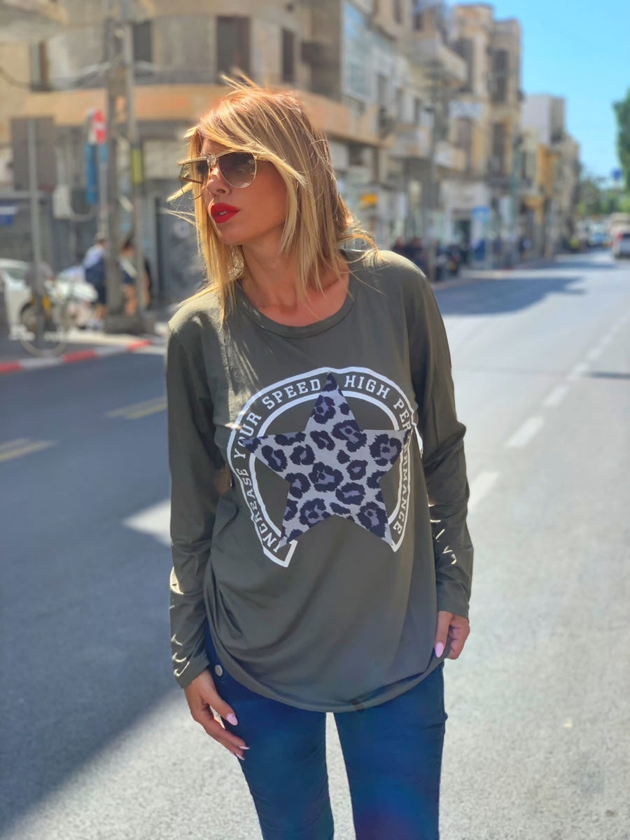 חולצה סטאר מנומר ירוק