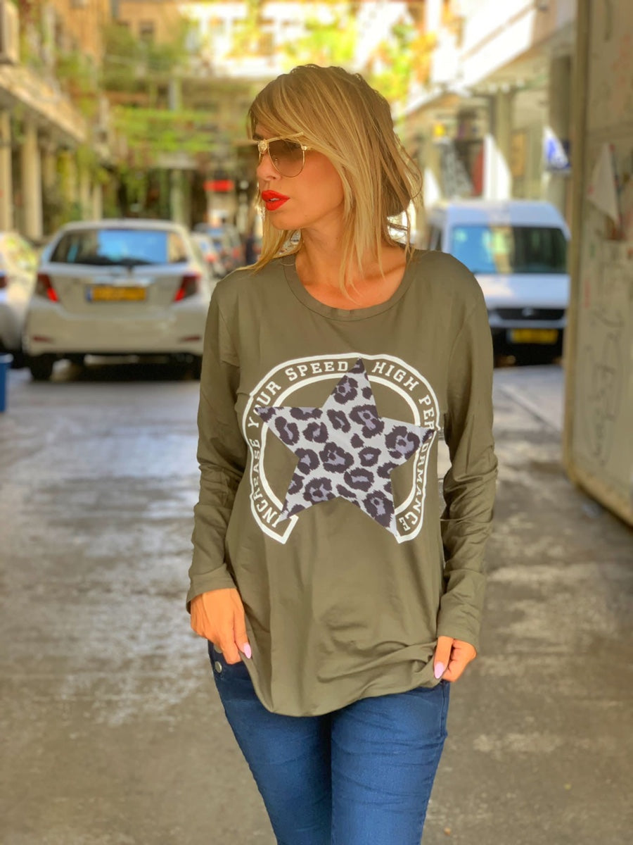 חולצה סטאר מנומר ירוק
