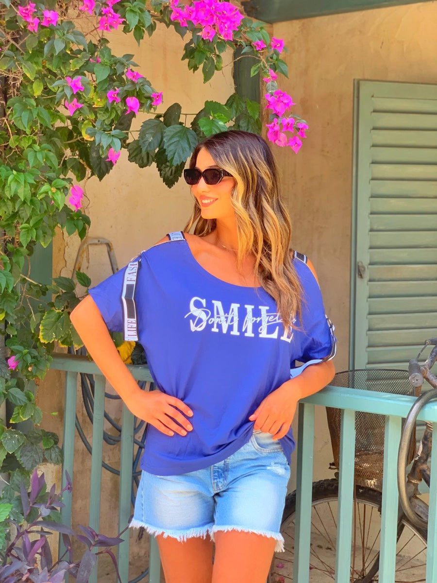 חולצה SMILE כחול