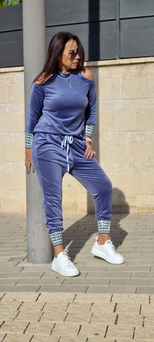 חליפת קטיפה אופיר כחול