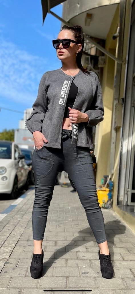 מכנס דיאגונל אפור