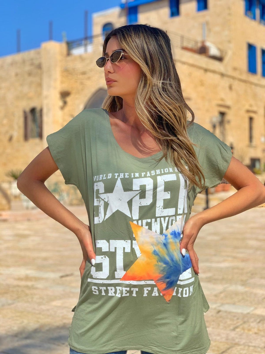 חולצה בטיק ירוק