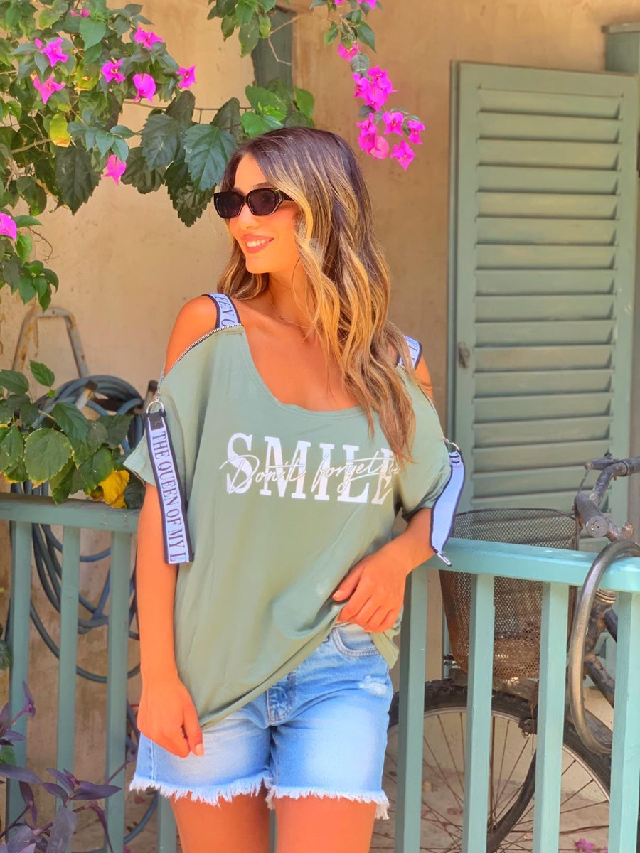 חולצה SMILE ירוק