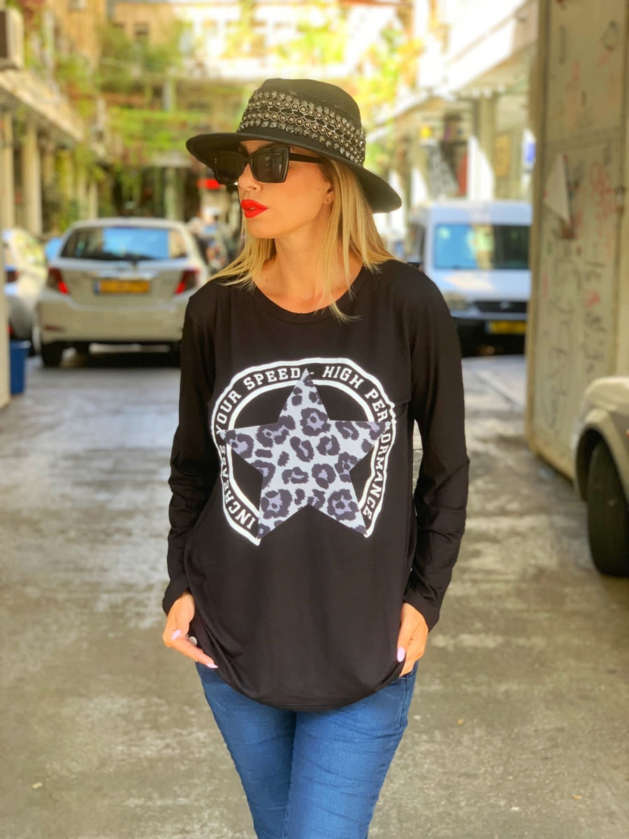 חולצה סטאר מנומר שחור
