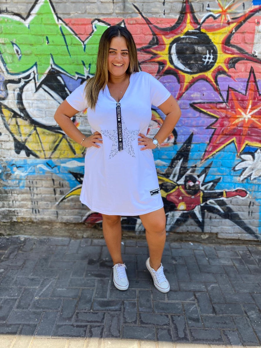שמלה כוכב אבנים לבן