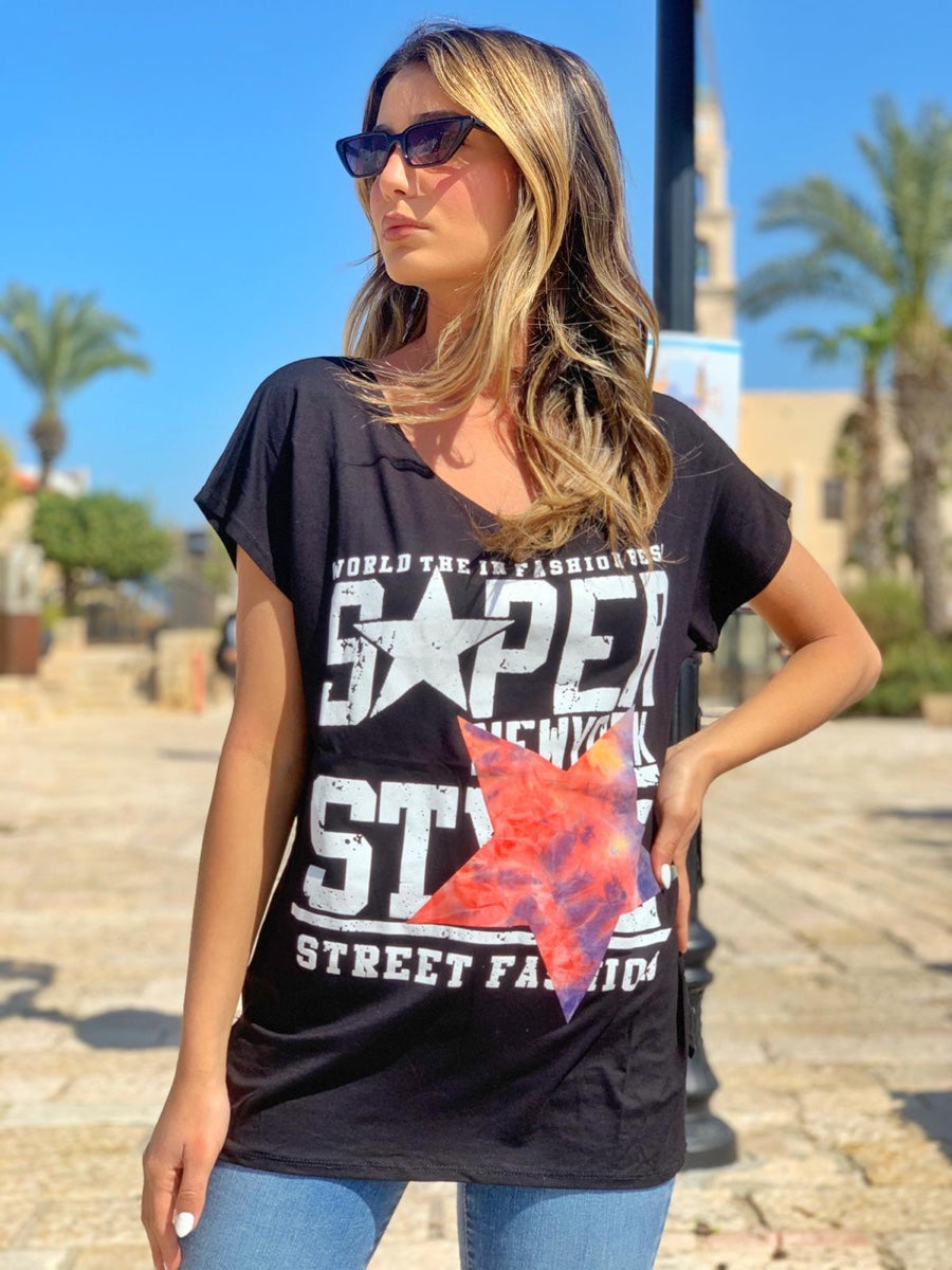 חולצה בטיק שחור