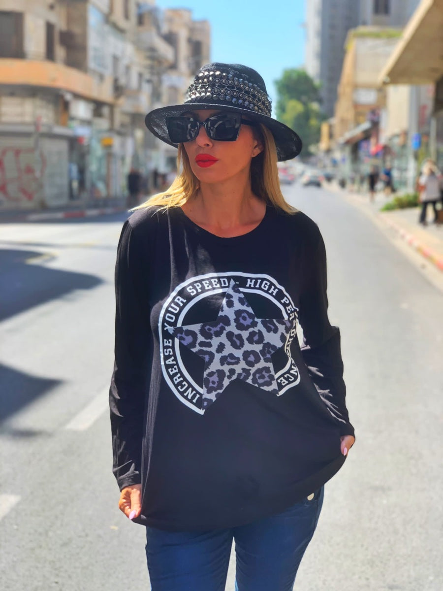 חולצה סטאר מנומר שחור